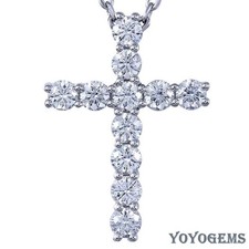 Christmas Sale Moissanite Cross Pendant Solid 14K White Gold Round Cut 1.50 CT