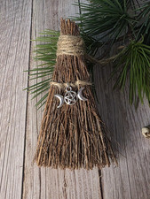 Handmade Altar Besom Mini Broom Triple Moon Pendant Wiccan Pagan