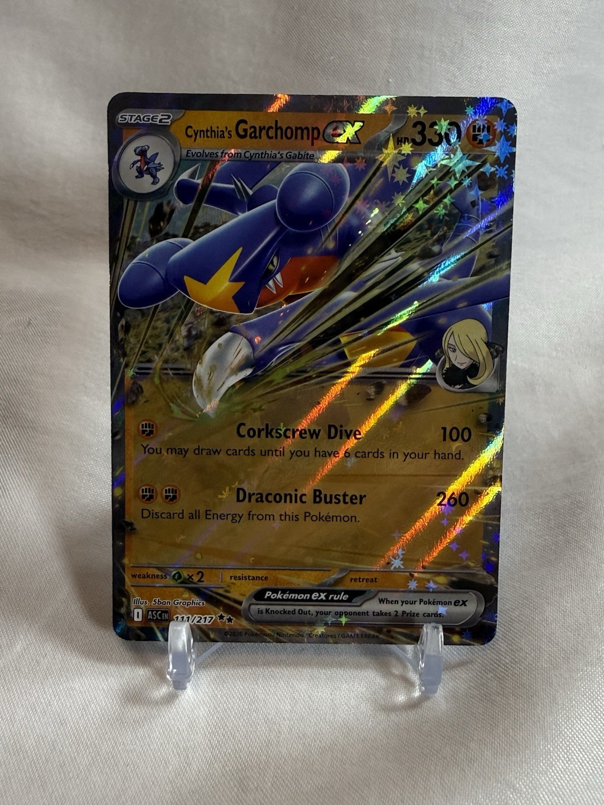 Cynthia's Garchomp EX 330 HP 104/182 Sv10 Full Art Holo Double Rare English