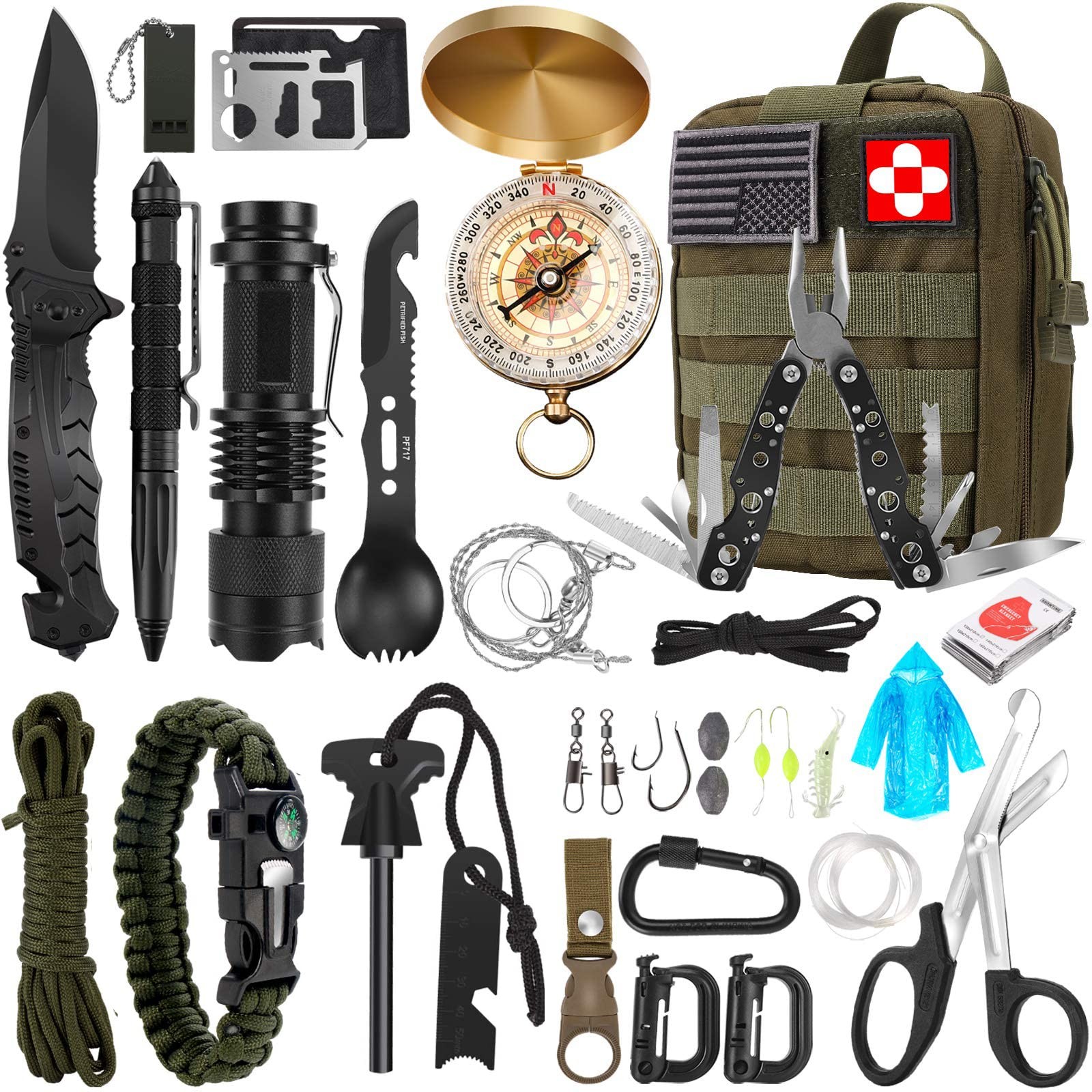 32-in-1 Professional Survival Kit with Emergency Gear & Essential Tools for Outdoor Adventures