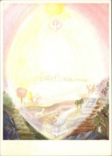 Parcival Contemplating The Holy Grail Beuron Germany vintage postcard a654