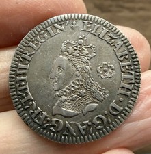 ELIZABETH I (1558-1603) SILVER SIXPENCE MILLED COINAGE DATED 1567. EXCELLENT.