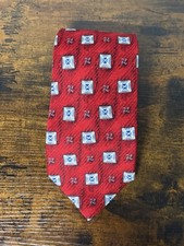 Robert Talbott Red Silk Tie Red Geometric Diamond Pattern 60โ USA Made