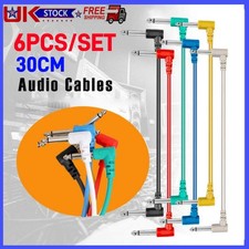 6 x Guitar Patch Leads/Cables 30cm Multi Coloured For Effects Pedals Pack Of 6