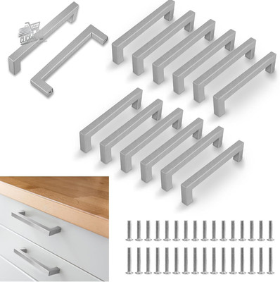 12 Handles Kitchen Cabinet Stainless Steel 128mm Wheelbase Furniture Drawers Silver