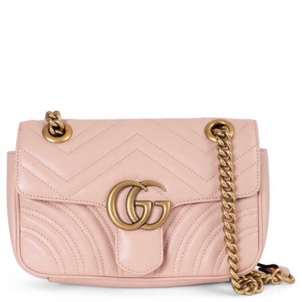 72981 echt Gucci rosa beige Leder GG Marmont kleine Schultertasche