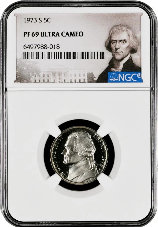 1973 S JEFFERSON NICKEL 5C PF69 ULTRA CAMEO NGC; PR69 DCAM PHOTOVISION SKU 3131 - Image 4 of 4