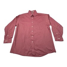 Arrow Dress Shirt Mens 32/33 Maroon Red Classic Button Down Stretch Long Sleeve