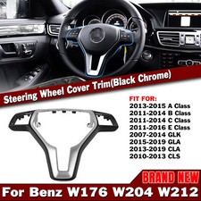 Car Steering Wheel Cover Trim For Mercedes E Class 2011-2016 Black Chrome 35mm