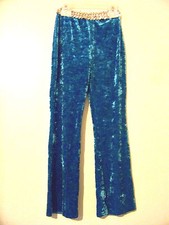 Little Girls Size Small Blue Velour Dance Pants with Silver Sequins EUC  