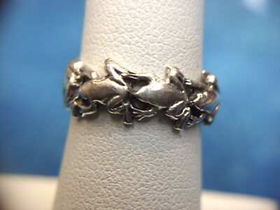 STERLINGSILBER FROSCHIGER RING - ENDE ZU END FRÖSCHE - GRÖSSE 6 1/4