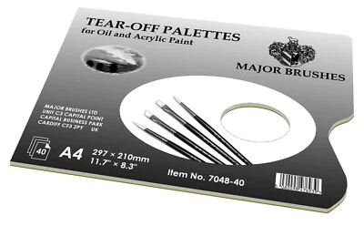 MAJOR BRUSHES 40 Sheet Disposable Artist A4 Tear Off Palette Use with Oil & Acrylic Paint
