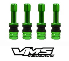 4 Vms Racing Universal Green Cnc Billet Aluminum Wheel Air Valve Stem Cap Kit