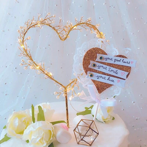 Valentine'S Day Tree Topper Love Heart Pearl Cake Toppers with LED Light for Val - Picture 3 of 12