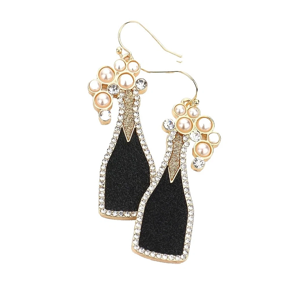 Belleza Perla Pendientes de Moda Negro