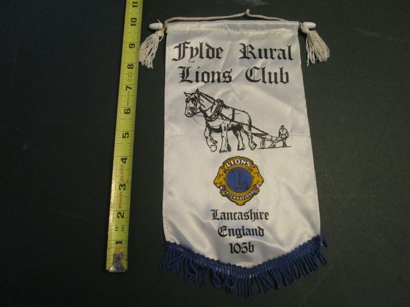 Vintage Lions Club Silk Banner Fylde Rural Lancashire England 1056