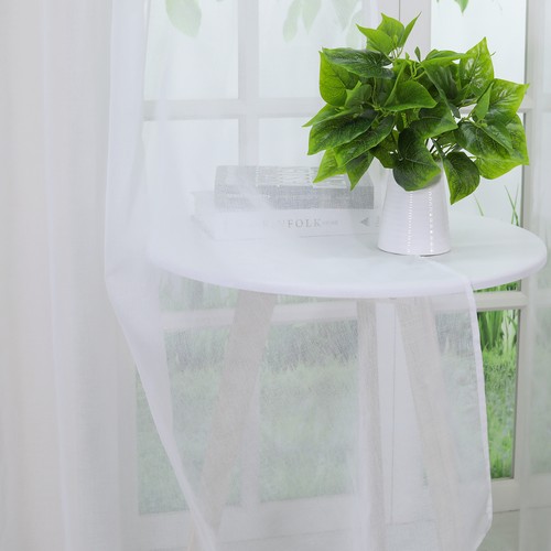 Cortinas con lazo cortina transparentes tiendas casa de campo salón blanco velo - Imagen 5 de 12