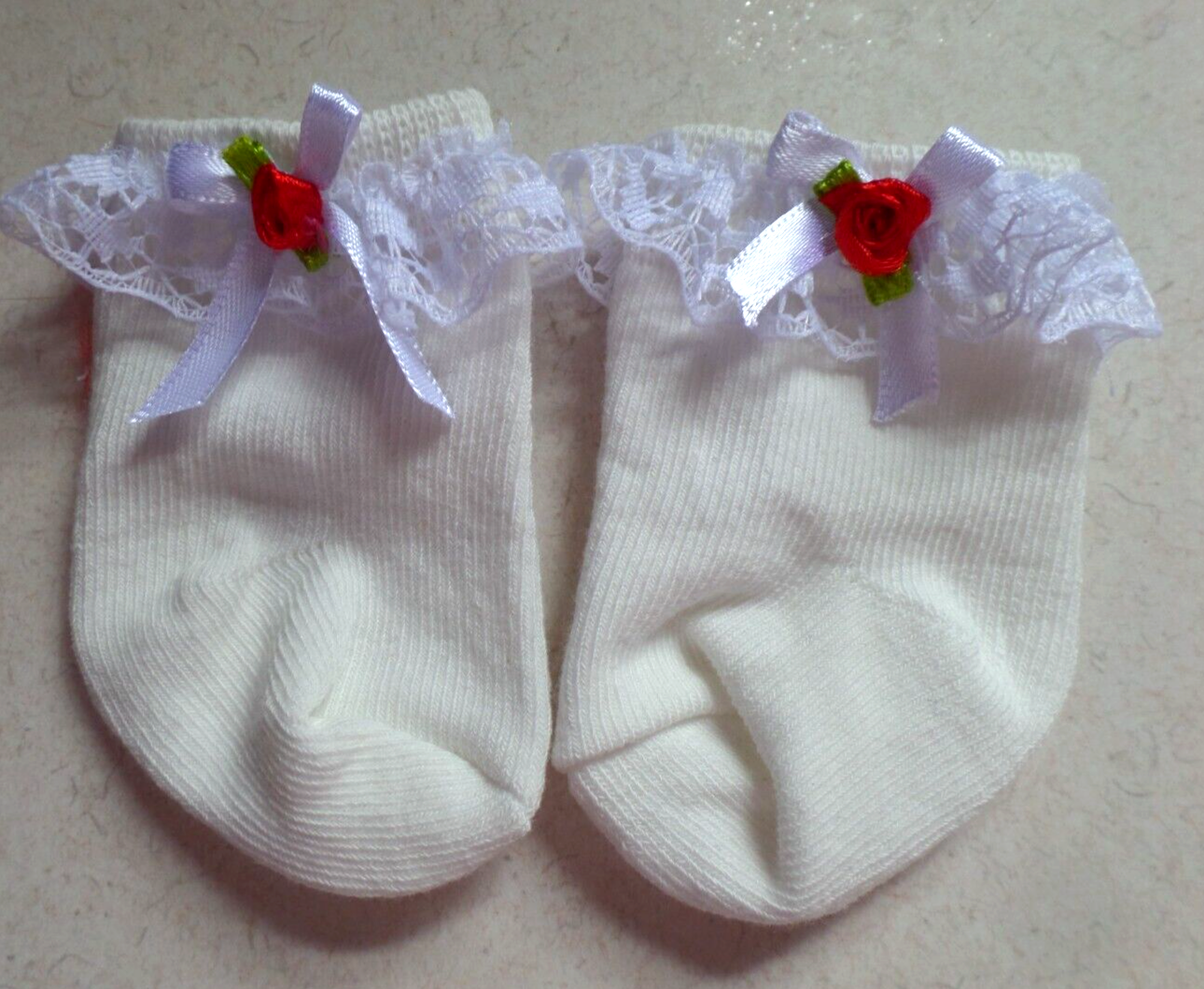 SOCKS DOLL CLOTHES FOR  MY CHILD CABBAGE PATCH KID & SIMILAR DOLLS W/LACE & ROSE-image