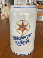 Huge Vtg 11.5” Tall Wurzburger Hofbrau Beer Stein 5 Liter German Red Star Crown