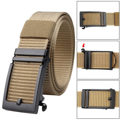 Mens Ratchet Belt  Nylon Web Belts for Men with Automatic Slide Buckle 1.3  new