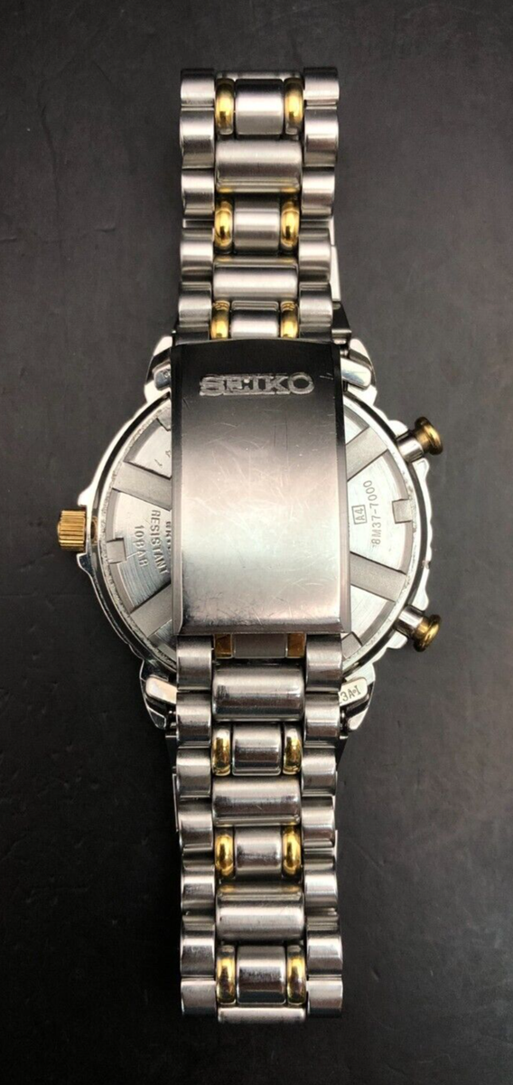 SEIKO WATCH YACHT TIMAR 8M37-7000 QUARTZ SILVER STAINLESS STEEL W