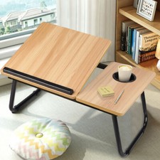 All Laptop Desk for Bed, Portable Bed Tray, Lap Desk with Cup Holder / Small Fan