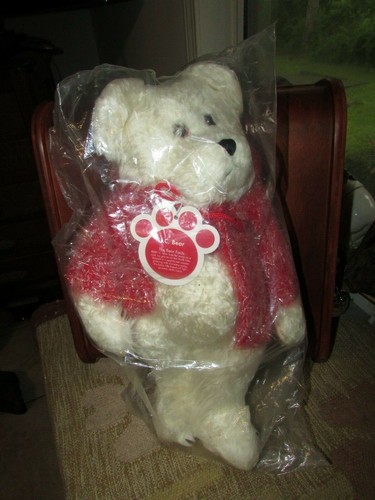 RARE VINTAGE 16" WHITE BEAR I.C.BEAR STUFFED ANIMAL STILL SEALED IN ORIGINAL CEL