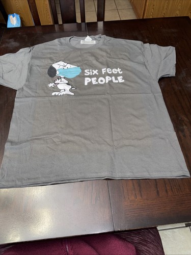 Peanuts Snoopy T-Shirt Unisex Size XL “Six Feet People” Mask NEW Gray