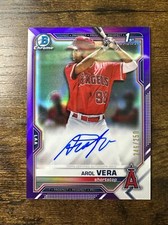 2021 Bowman Chrome Arol Vera RC⚡️AUTO⚡️PURPLE REFRACTOR #d/250⚡️1st Angels 