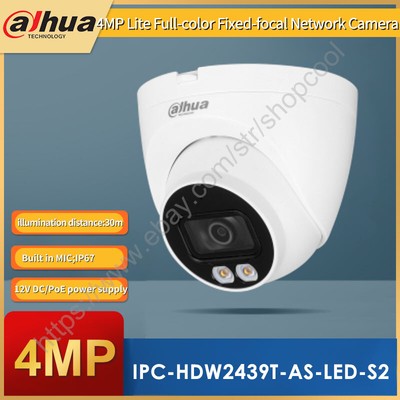 Dahua 4MP Full-color Built-in Mic PoE IP Camera IP67 IPC-HDW2439T-AS-LED-S2 WDR