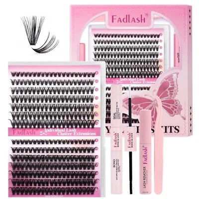 FADLASH 280Pcs Cluster Lashes Kit Individual Cluster Eyelashes Sets Extensions