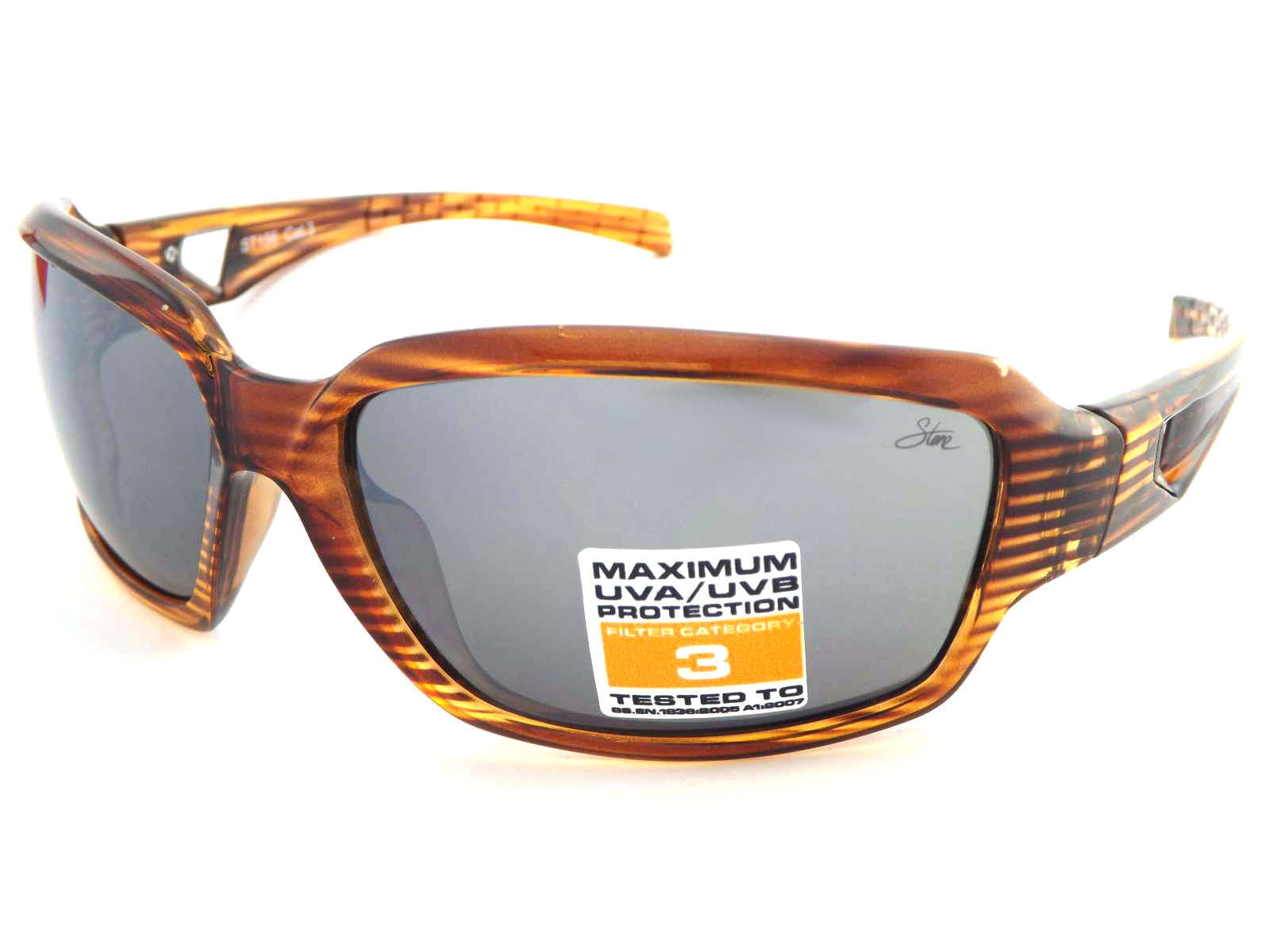 Stone Sunglasses Wraparound Lined Brown with Dark Grey CAT.3 Lenses ST156