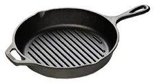 3 PAK 10-1/4inDiameter; Pre-seasoned Cast Iron Raised Rib Grill Pan.