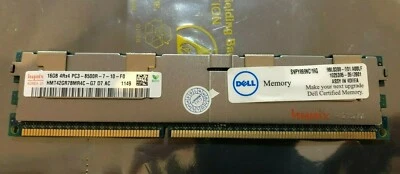 DELL SNPY898NC/16G 16GB Module 4Rx4 DDR3 PC3-8500R 1066MHz REG Memory R610 R710 - Image 1 of 3