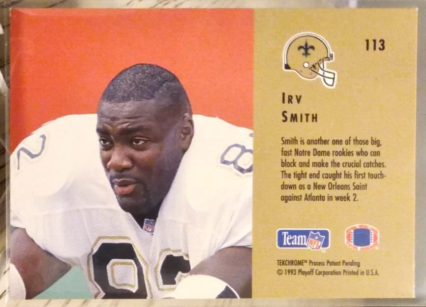 1993 Playoff Contenders Irv Smith RC #113 Saints - Image 2 of 2