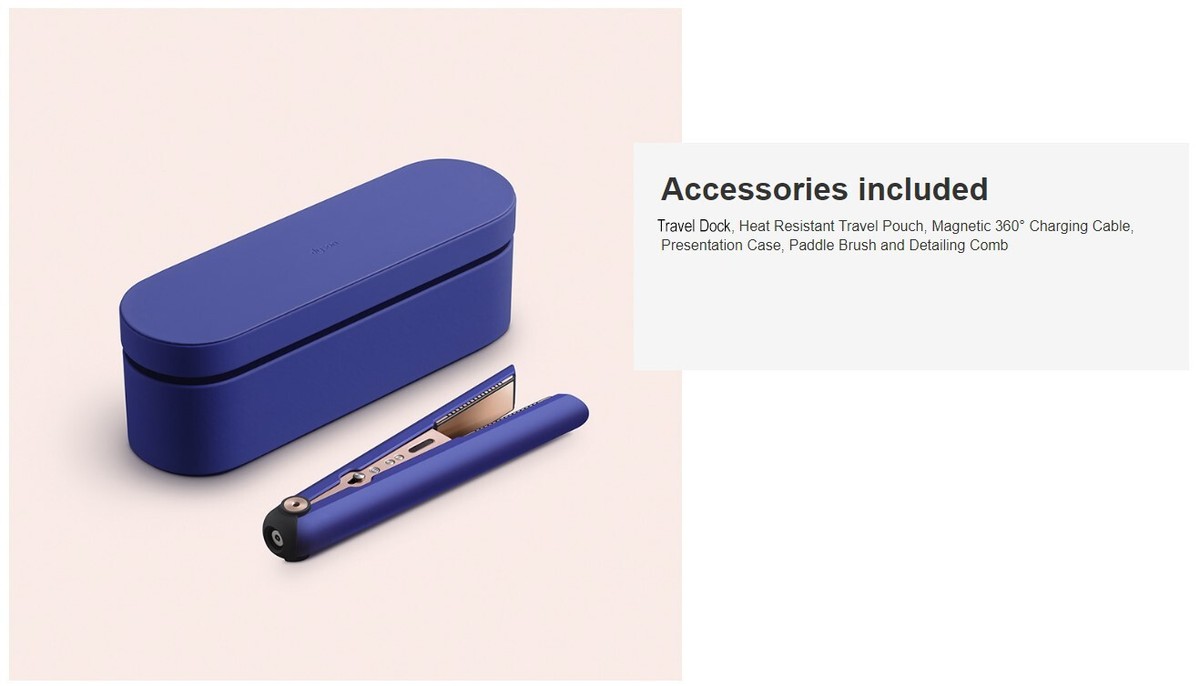 Dyson Blue Hair Straightener with Black Case Refurbished Dyson Corrale™ straightener styler (Vinca Blue/Rose) main image 3