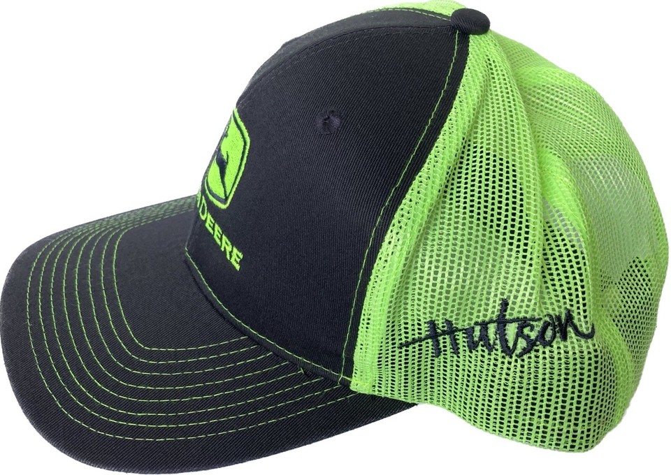 John Deere Hutson Embroidered Mesh Snapback Trucker Hat Cap Dark Gray