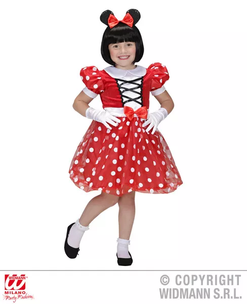 CARNEVALE COSTUME VESTITO TOPINA MINNIE BAMBINA 3/4 ANNI