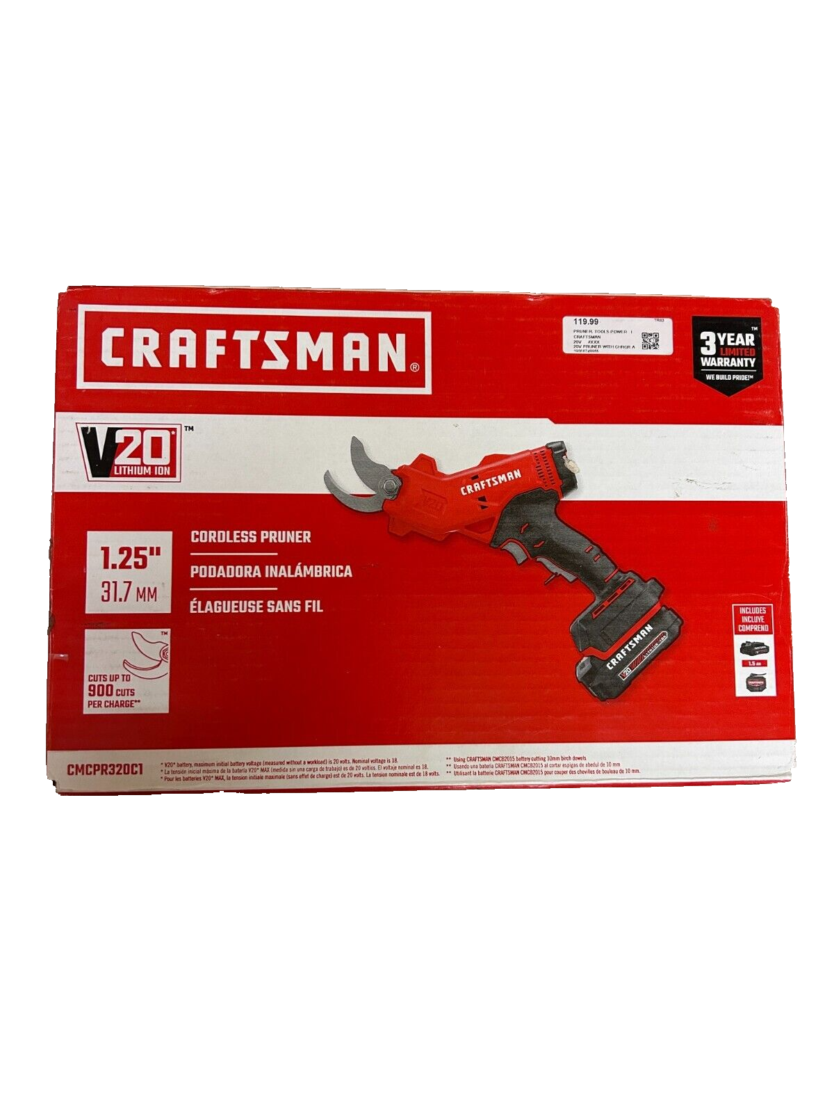 NEW Craftsman CMCPR320C1 V20 Cordless Pruner Kit BATTERY & CHARGER