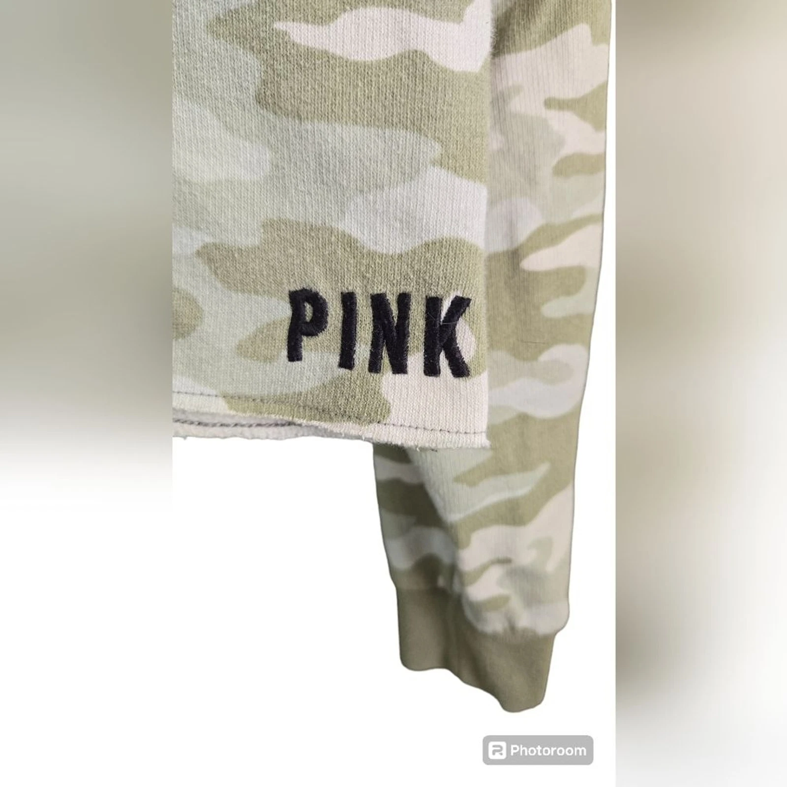 UNDERCOVER Felpa con cappuccio Victoria's Secret ROSA cropped verde mimetico abbronzatura donna XS