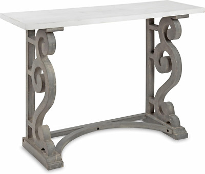 Distressed White & Rustic Gray Solid Wood Farmhouse Console Table