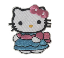 Hello Kitty - Blue Dress Pink Bow - Embroidered Sew/Iron On Patch