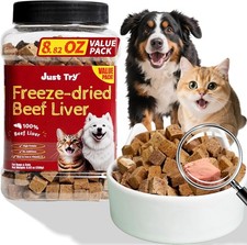 Just Try 8.82 oz Freeze-Dried Beef Liver for Dogs  Cats   Single Ingredient Dog