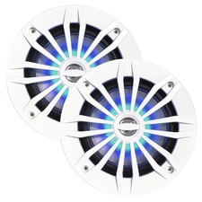 2x Enrock 6.5" 180W Max Power Outdoor Marine Speakers - Blue LED Lighting