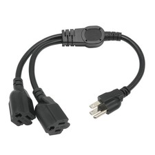 1.5 FT Extension Cord Splitter 1 to 2, 3 Prong Indoor Power Outlet Splitter, ...