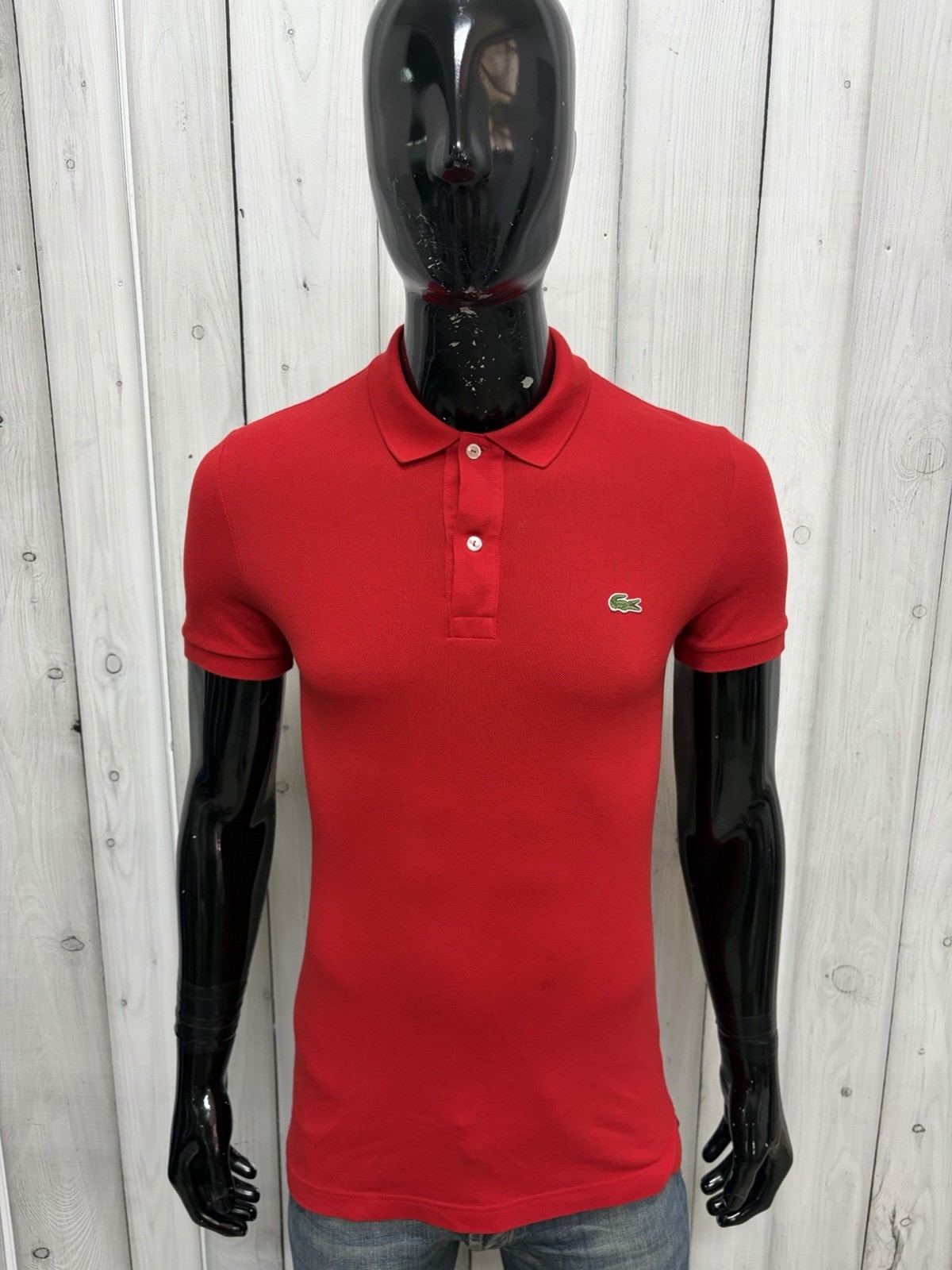 Lacoste Polo Uomo Slim Fit Taglia S Rossa Manica Corta 100% Cotone Logo Ricamato