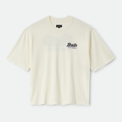 BRIXTON JENSEN BOXED CROP TEE T-SHIRT GR: M CREAM