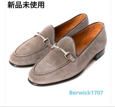 Berwick 5178 Grau Leder Halbschuhe Herren 7,5 US Neu mit Gummi & Ledersohle