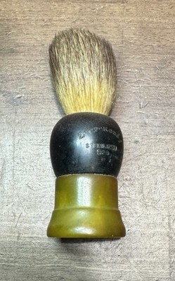 Ever-Ready sterilized 925 Vintage Bakelite Shaving Brush Black & Green/yellow