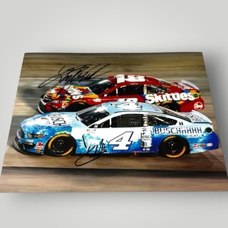 Kyle Busch SKITTLES Kevin Harvick BUSCHHH NASCAR CHAMPS autographed 8x10 photo